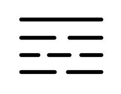 A four-row figure built from separated strokes